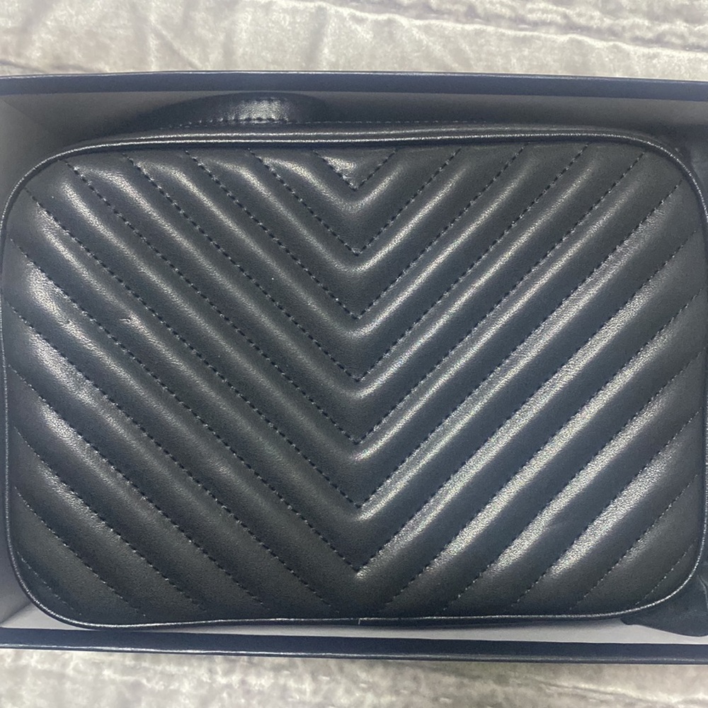 Camera Quilted leather bag - black